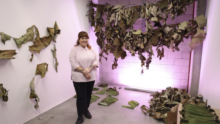 Jessica Carolina González in her studio which is brightly lit