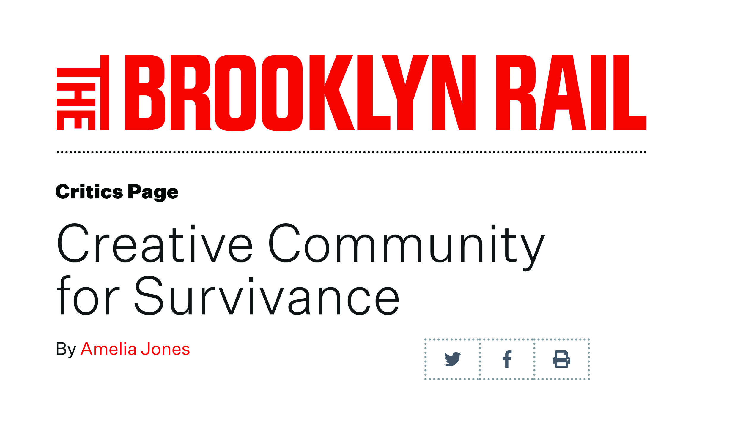 Amelia Jones Article in The Brooklyn Rail - Roski School of Art and Design
